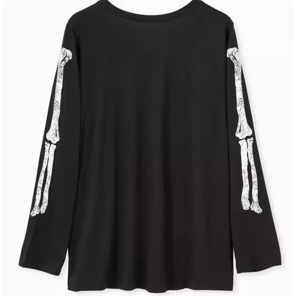 Torrid Skeleton Rib Cage Slim Fit Long Sleeve Tee 2x - Picture 2 of 2